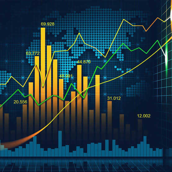 Gráfico del mercado global con barras ascendentes sobre un mapa del mundo